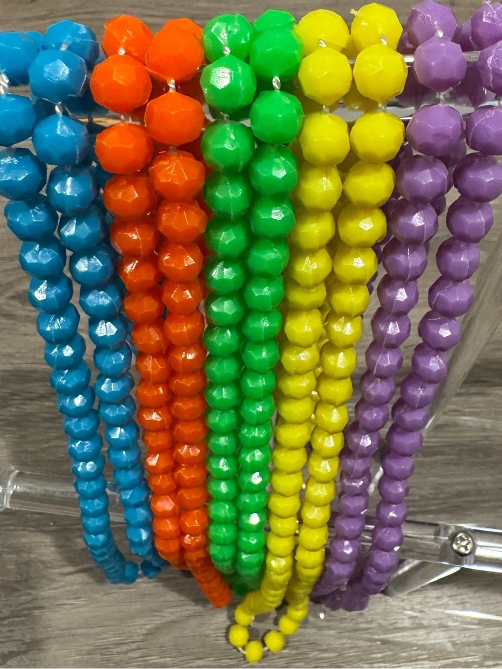 5 Colorful Party Bead Necklace Set - Rainbow Colors - Good Condition